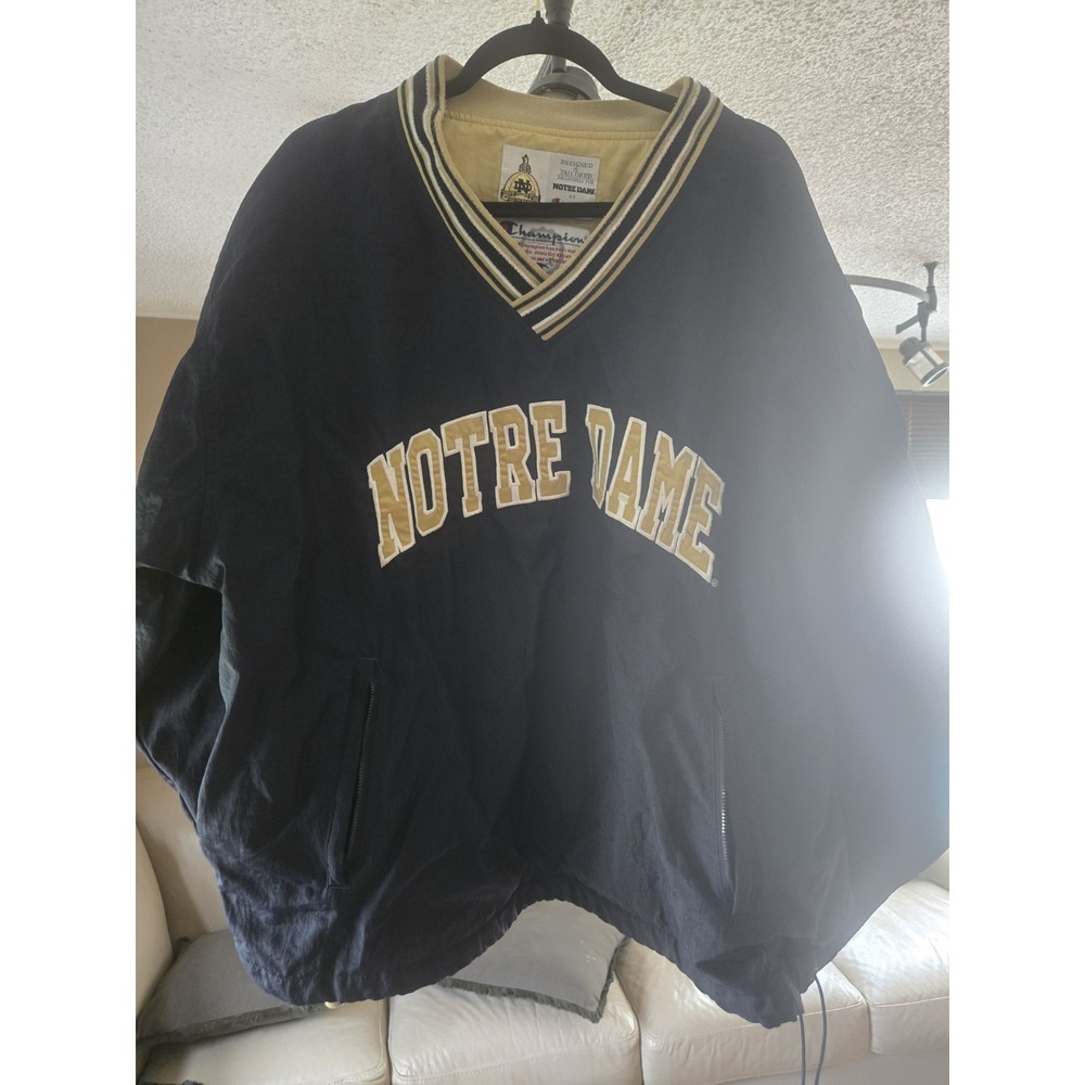 Vintage Champion Notre Dame Fighting Irish Pullover Jacket Navy NCAA Large